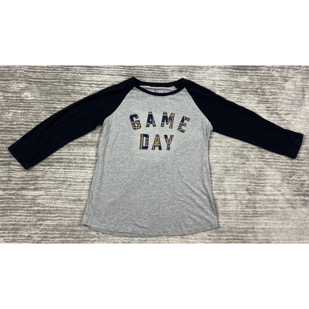 Natural Reflections T-Shirt Women M Gray Game Day Raglan 3/4 Sleeve Baseball Top